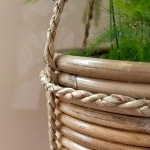 Basket Hanging Rattan Grey